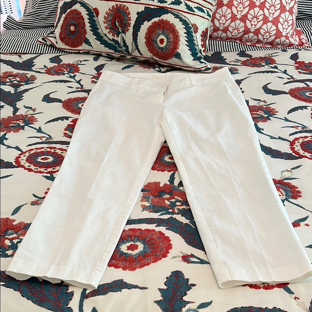 Ann Taylor Carnegie Crop White Pants